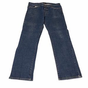 Active Denim Jeans 38x32 Button Fly Dark Wash Blue‎ Faded Slim Straight Casual